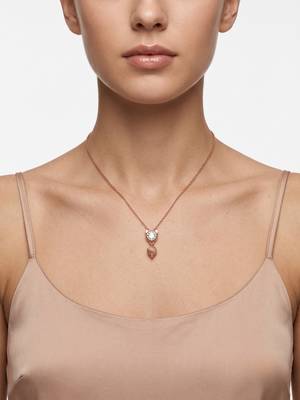 25 Sterling Silver Rose Gold Plated Cute  Cat Kitty Charm CZ Pendant Necklace  Set for Women 2
