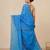 sapphire blue heart motifs cotton blend handspun soft saree