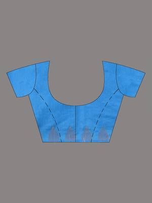 sapphire blue heart motifs cotton blend handspun soft saree 5