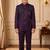 Boys wine satin peacock bead work embroidered indo western blazer & trouser set