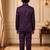 Boys wine satin peacock bead work embroidered indo western blazer & trouser set