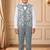Boys light grey cotton blend floral sequined 3 piece suit set with bowtie
