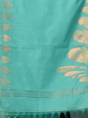 sea green heart motifs cotton blend handspun soft saree 4
