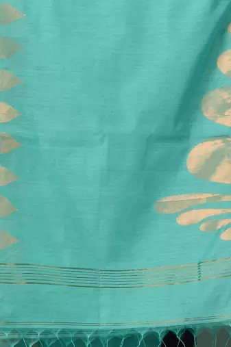 sea green heart motifs cotton blend handspun soft saree
