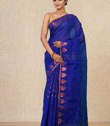 blue heart motifs cotton blend handspun soft saree