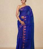 blue heart motifs cotton blend handspun soft saree