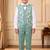 Boys mint green cotton blend floral sequined 3 piece suit set with bowtie