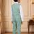 Boys mint green cotton blend floral sequined 3 piece suit set with bowtie