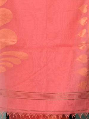 coral pink heart motifs cotton blend handspun soft saree 4