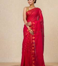 Red heart motifs cotton blend handspun soft saree