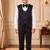 Boys black satin floral sequined with bead work embroidered 3 piece suit set with bowtie