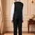 Boys black satin floral sequined with bead work embroidered 3 piece suit set with bowtie
