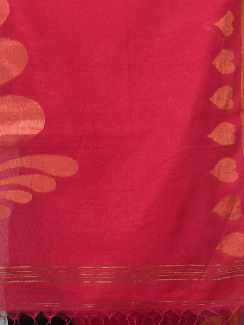 Red heart motifs cotton blend handspun soft saree