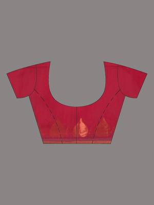 Red heart motifs cotton blend handspun soft saree 5