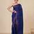 navy blue geometric motifs cotton blend handspun soft saree