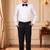 Boys black satin floral sequined with bead work embroidered 3 piece suit set with bowtie