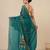 teal geometric motifs cotton blend handspun soft saree