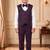 Boys wine satin floral sequined with bead work embroidered 3 piece suit set with bowtie