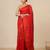 red geometric motifs cotton blend handspun soft saree