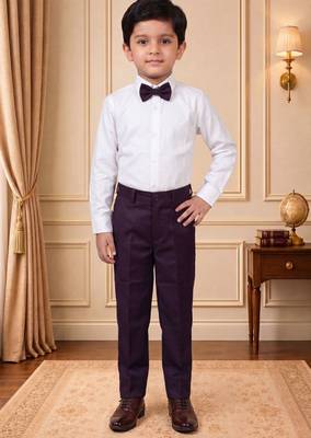 Boys wine satin floral sequined with bead work embroidered 3 piece suit set with bowtie 5