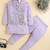 Boys lilac pure cotton heritage embroidered kurta pyjama set with waistcoat & necklace