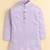 Boys lilac pure cotton heritage embroidered kurta pyjama set with waistcoat & necklace