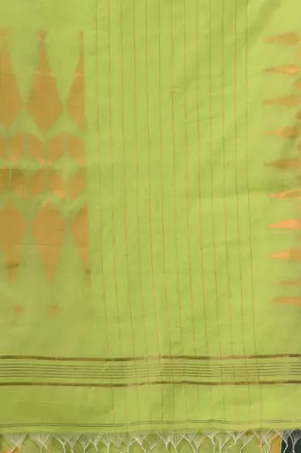 green geometric motifs cotton blend handspun soft saree