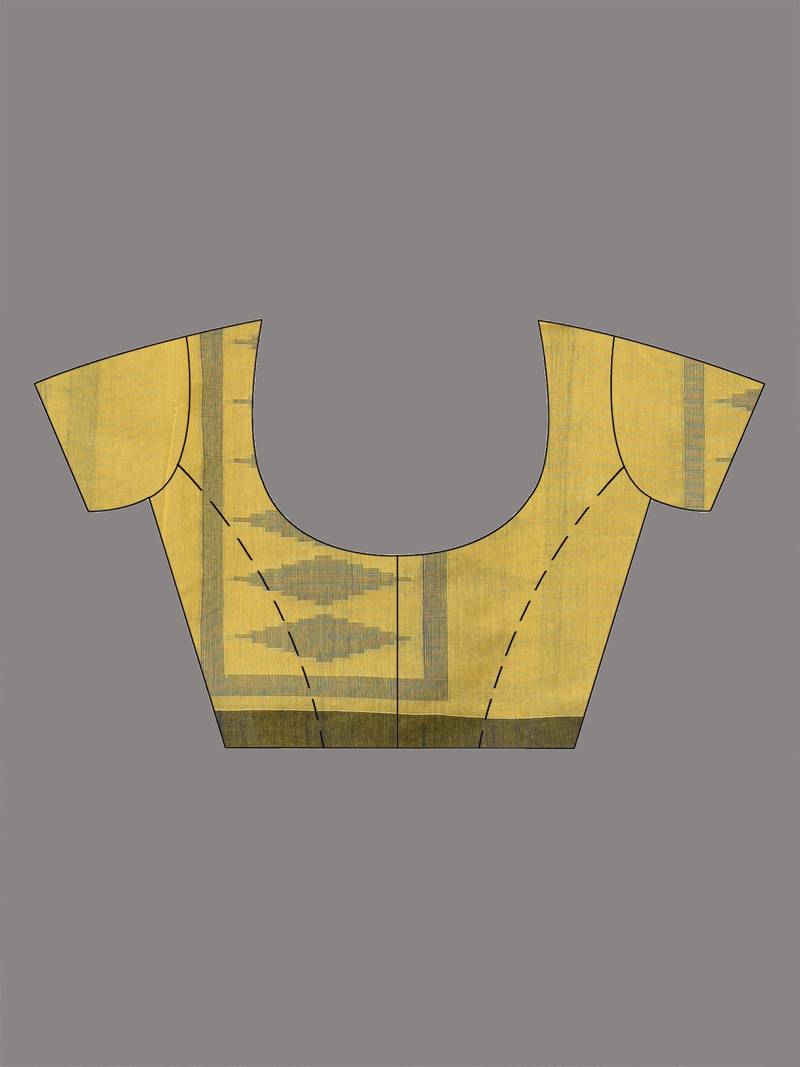 yellow texture pattern cotton blend handspun soft saree