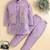 Boys mauve cotton silk floral embroidered kurta trouser set with designer waistcoat