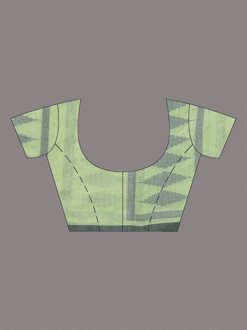 light green texture pattern cotton blend handspun soft saree