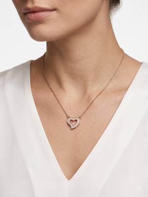 925 Sterling Silver Rose Gold Plated Open Heart CZ Pendant Necklace Set  for Women 1