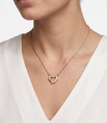 925 Sterling Silver Rose Gold Plated Open Heart CZ Pendant Necklace Set  for Women