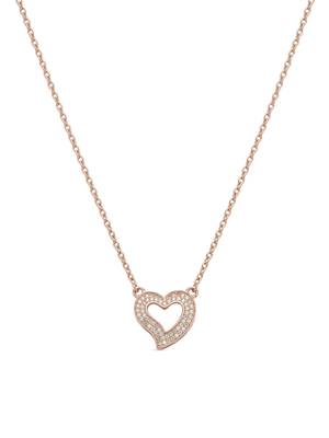 925 Sterling Silver Rose Gold Plated Open Heart CZ Pendant Necklace Set  for Women 2
