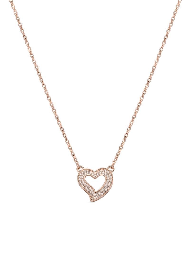 925 Sterling Silver Rose Gold Plated Open Heart CZ Pendant Necklace Set  for Women