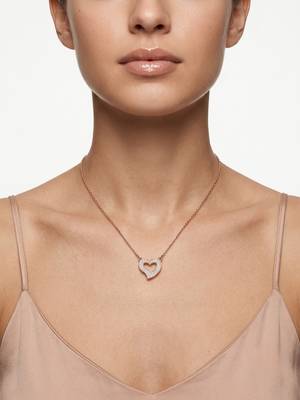 925 Sterling Silver Rose Gold Plated Open Heart CZ Pendant Necklace Set  for Women 3