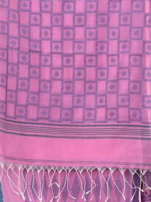 pink texture pattern cotton blend handspun soft saree 4