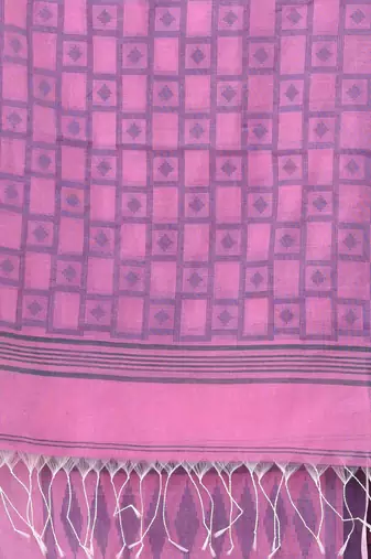 pink texture pattern cotton blend handspun soft saree
