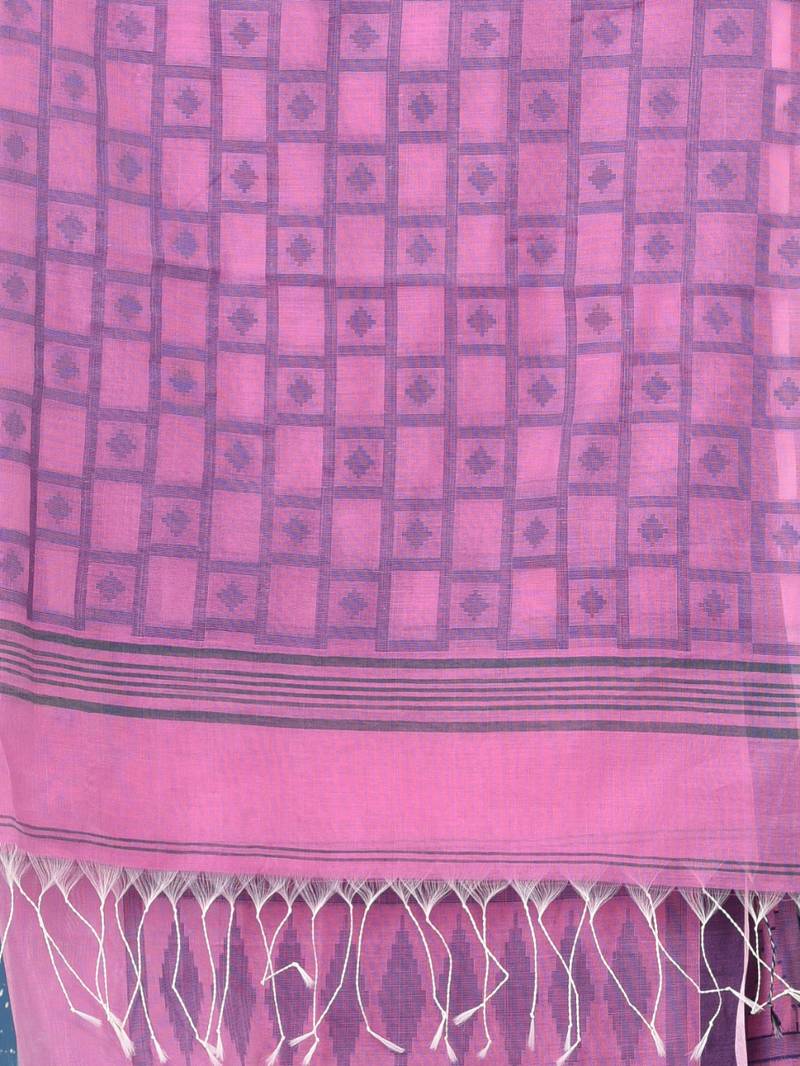 pink texture pattern cotton blend handspun soft saree
