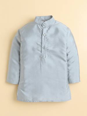 Boys sea green cotton silk floral embroidered kurta trouser set with designer waistcoat 5