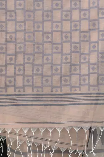 ecru texture pattern cotton blend handspun soft saree