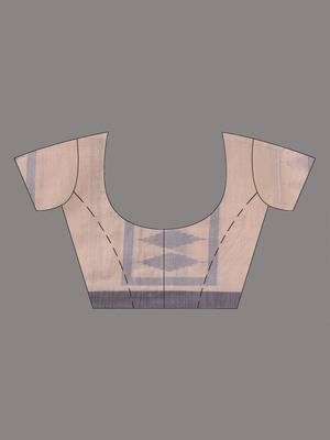 ecru texture pattern cotton blend handspun soft saree 5