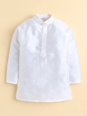 Boys white cotton silk floral embroidered kurta trouser set with designer waistcoat 5