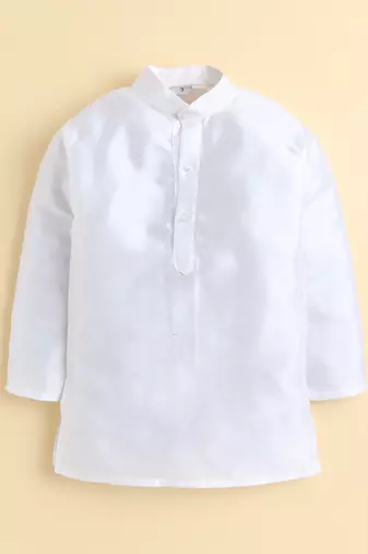 Boys white cotton silk floral embroidered kurta trouser set with designer waistcoat