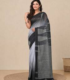 grey woven cotton blend handspun soft saree