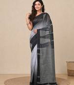 grey woven cotton blend handspun soft saree