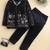 Boys black satin floral sequined embroidered sherwani & trouser set with waistcoat & necklace