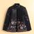Boys black satin floral sequined embroidered sherwani & trouser set with waistcoat & necklace