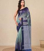 teal woven cotton blend handspun soft saree