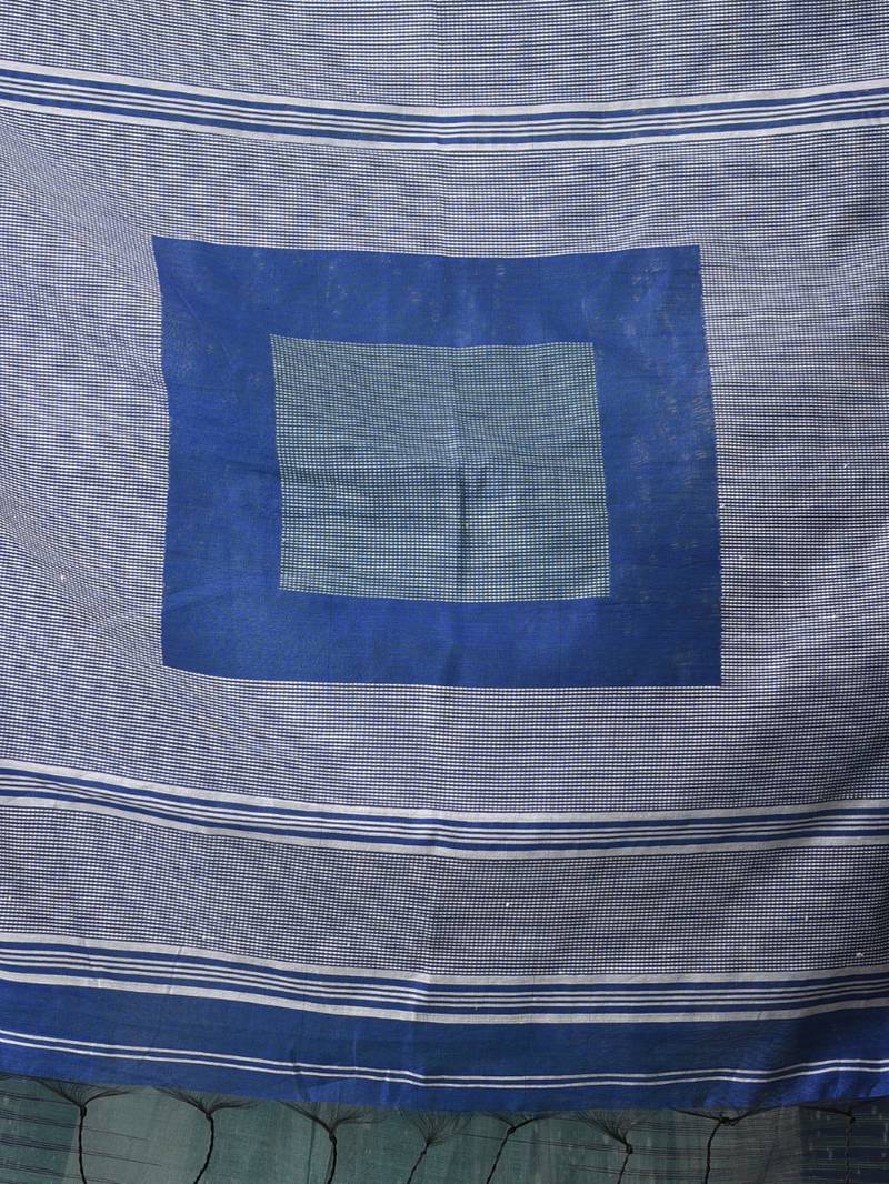 teal woven cotton blend handspun soft saree