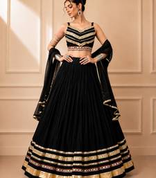 Black Cotton Gamthi Work Lehenga Choli with Georgette Dupatta